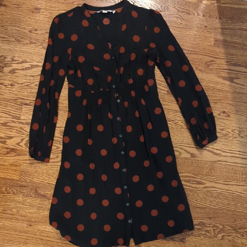 Boden Blue and Brown Polka Dot Top